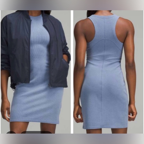 lululemon athletica Dresses & Skirts - NWOT Lululemon Ribbed Softstreme Slim-Fit Tank Dress Oasis Blue